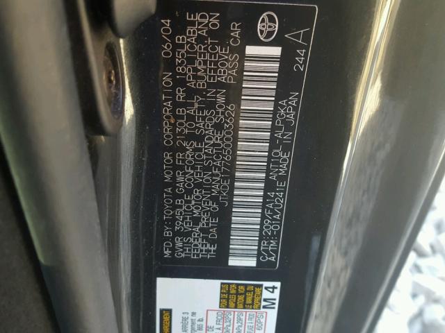 JTKDE177650003626 - 2005 TOYOTA SCION TC 黑色 照片 10