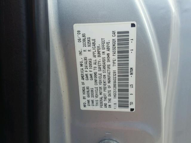1HGCS12869A023291 - 2009 HONDA ACCORD EXL Gümüş foto 10
