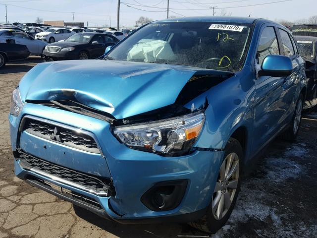 4A4AP3AU1DE011495 - 2013 MITSUBISHI OUTLANDER BLUE photo 2