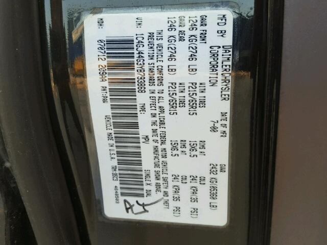 1C4GJ44G3YB793868 - 2000 CHRYSLER GRAND VOYA Qara foto 10