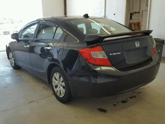 19XFB2F58CE024769 - 2012 HONDA CIVIC LX BLACK photo 3