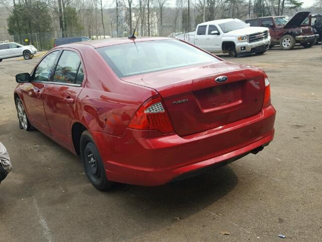 3FAHP0HA3CR381655 - 2012 FORD FUSION SE RED photo 3