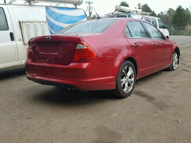 3FAHP0HA3CR381655 - 2012 FORD FUSION SE RED photo 4