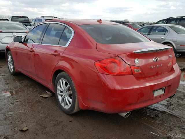 JNKBV61F77M810159 - 2007 INFINITI G35 RED photo 3