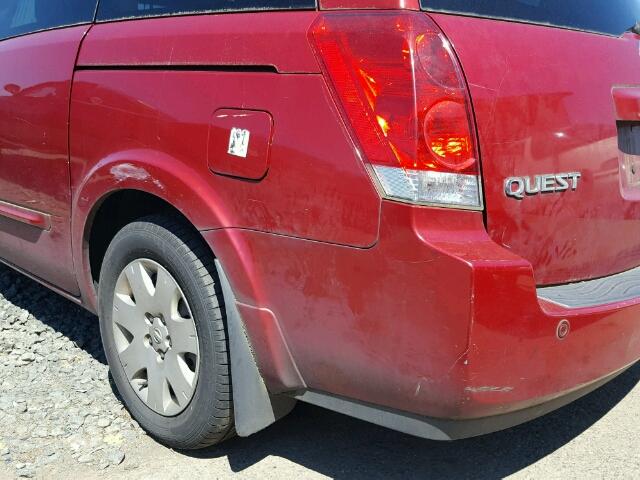 5N1BV28U36N119178 - 2006 NISSAN QUEST S/SE RED photo 9