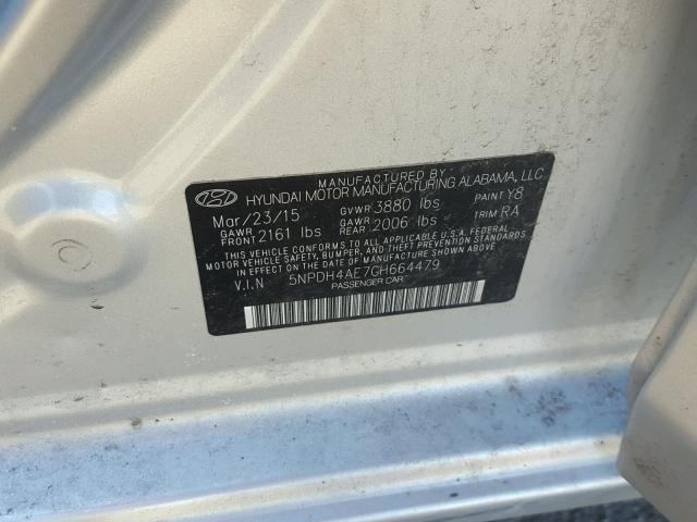 5NPDH4AE7GH664479 - 2016 HYUNDAI ELANTRA SE SILVER photo 10