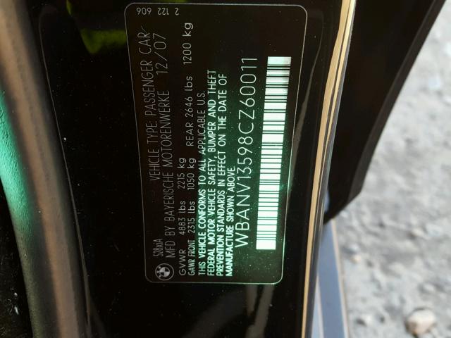 WBANV13598CZ60011 - 2008 BMW 528 XI BLACK photo 10