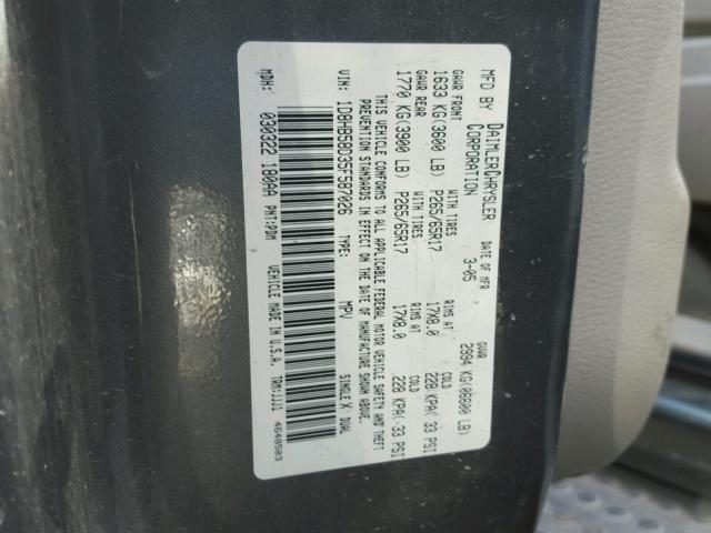 1D8HB58D35F587026 - 2005 DODGE DURANGO LI GRAY photo 10