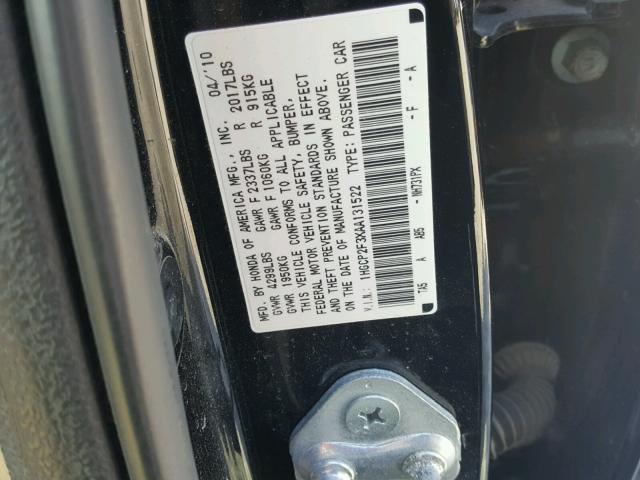 1HGCP2F3XAA131522 - 2010 HONDA ACCORD LX BLACK photo 10