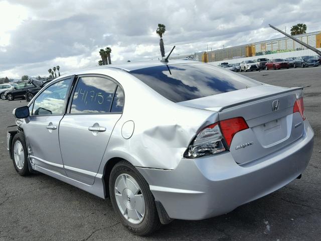 JHMFA36258S023290 - 2008 HONDA CIVIC HYBR SILVER photo 3