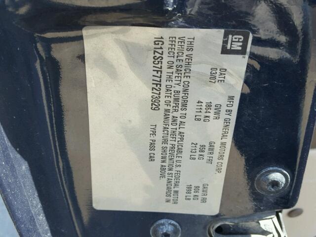 1G1ZS57F77F273929 - 2007 CHEVROLET MALIBU LS ლურჯი ფოტო 10