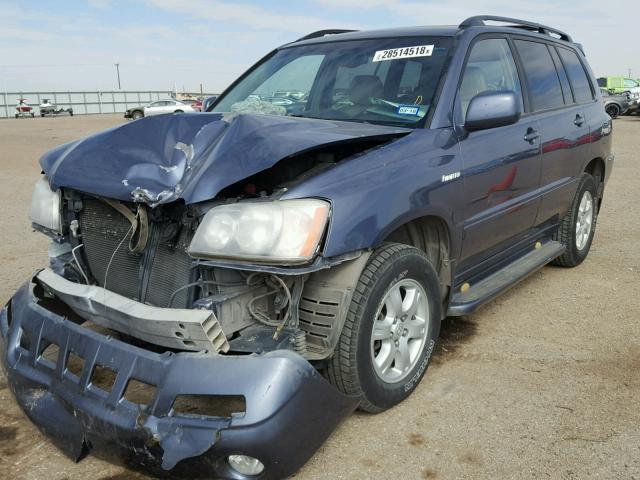 JTEHF21A330112473 - 2003 TOYOTA HIGHLANDER BLUE photo 2