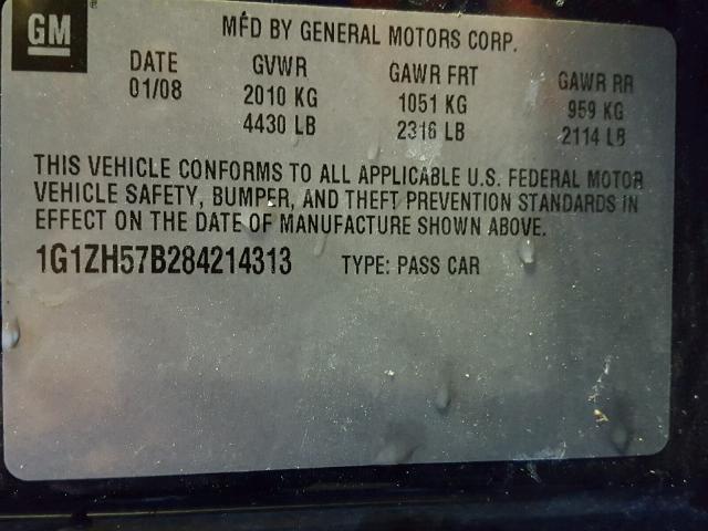 1G1ZH57B284214313 - 2008 CHEVROLET MALIBU 1LT 蓝色 照片 10