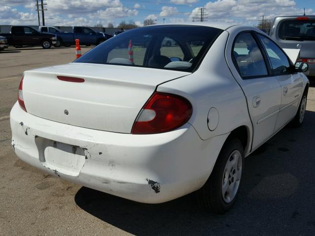 1B3ES46C31D218339 - 2001 DODGE NEON SE WHITE photo 4