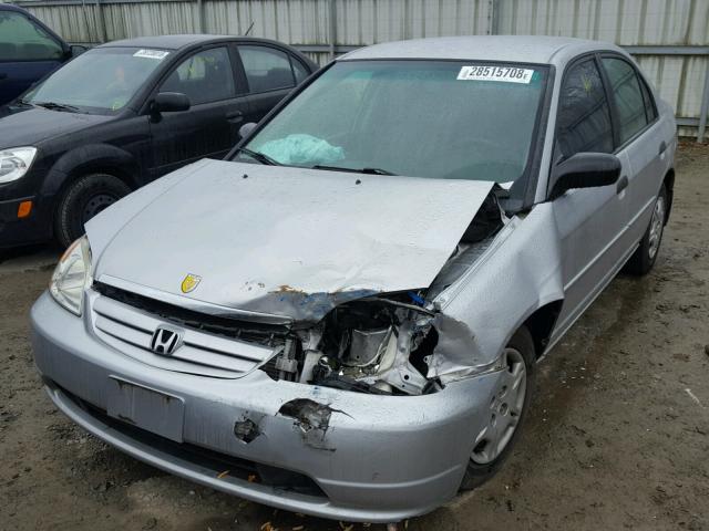 JHMES16561S008634 - 2001 HONDA CIVIC LX SILVER photo 2