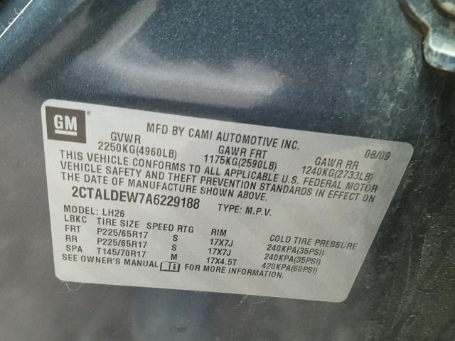 2CTALDEW7A6229188 - 2010 GMC TERRAIN SL BLACK photo 10