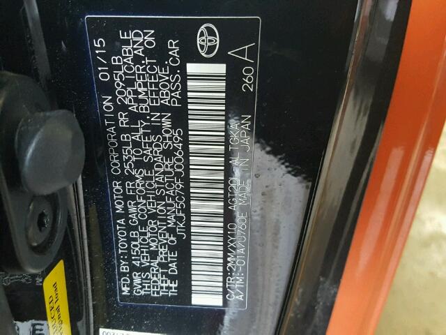 JTKJF5C79FJ006495 - 2015 TOYOTA SCION TC 橙色 照片 10