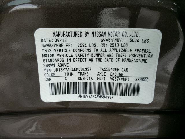 JN1BV7AR4EM684957 - 2014 INFINITI Q50 BASE BROWN photo 10