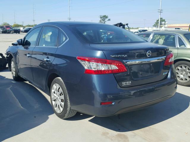 3N1AB7AP4EL667590 - 2014 NISSAN SENTRA S BLUE photo 3