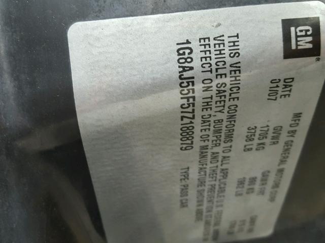 1G8AJ55F57Z188879 - 2007 SATURN ION LEVEL 灰色 照片 10