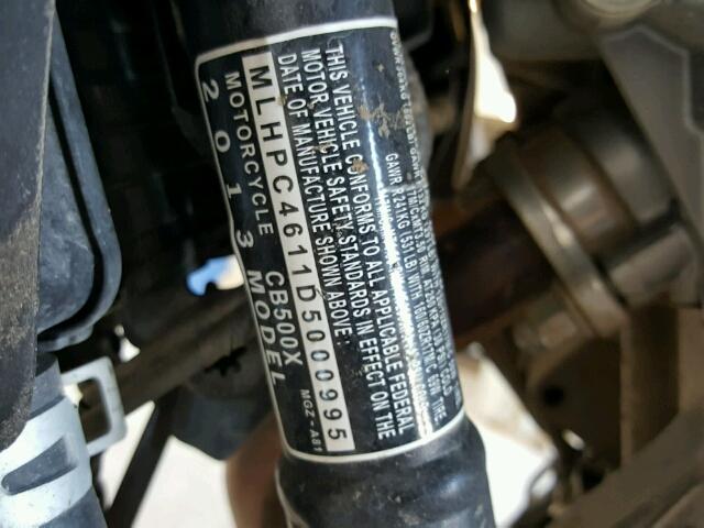 MLHPC4611D5000995 - 2013 HONDA CB500 BLACK photo 10