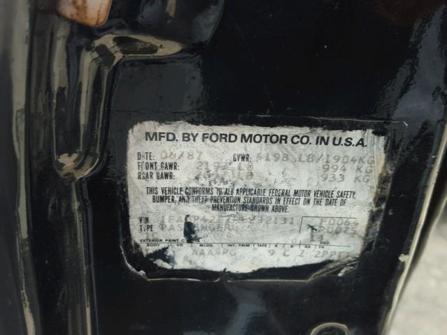 1FABP42E7HF232131 - 1987 FORD MUSTANG GT BLACK photo 10