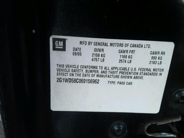 2G1WD58C069156962 - 2006 CHEVROLET IMPALA SUP 黑色 照片 10