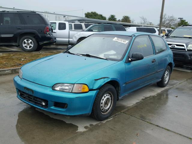 2HGEH2462PH510284 - 1993 HONDA CIVIC DX TURQUOISE photo 2