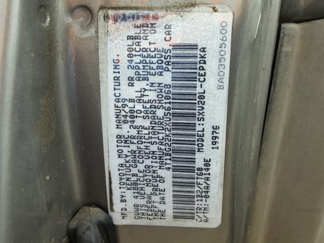 4T1BG22K2XU561068 - 1999 TOYOTA CAMRY CE GRAY photo 10