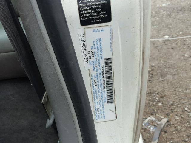 3VWCF21C2XM406043 - 1999 VOLKSWAGEN NEW BEETLE 白色 照片 10