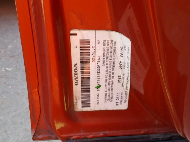 YV1LW553XS2146449 - 1995 VOLVO 850 BASE RED photo 10