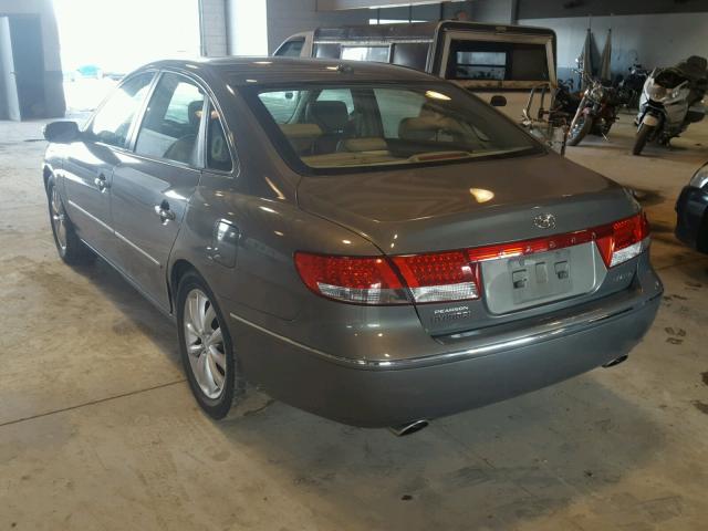 KMHFC46F68A266290 - 2008 HYUNDAI AZERA SE GRAY photo 3