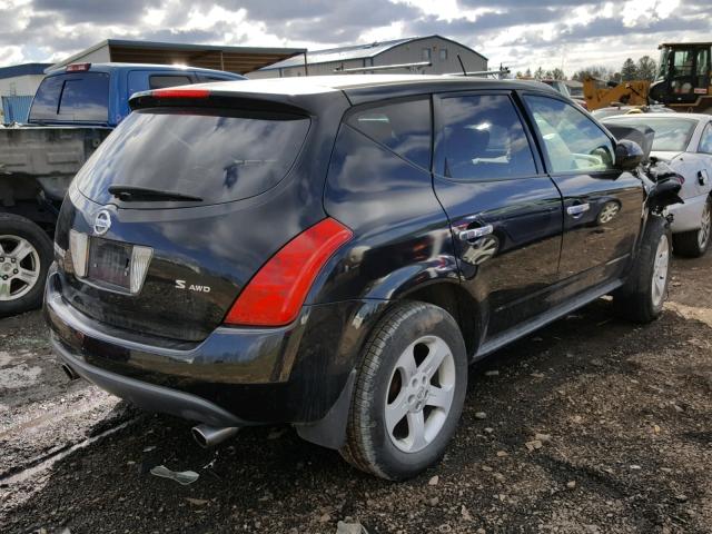 JN8AZ08W05W423396 - 2005 NISSAN MURANO SL BLACK photo 4