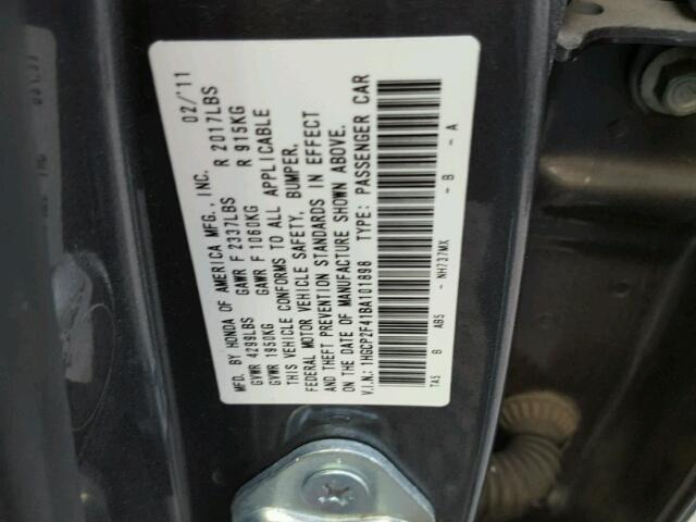 1HGCP2F41BA101898 - 2011 HONDA ACCORD LXP GRAY photo 10