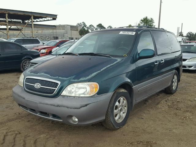 KNDUP131446514153 - 2004 KIA SEDONA EX GREEN photo 2