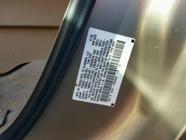 5FNRL38725B115516 - 2005 HONDA ODYSSEY EX GOLD photo 10