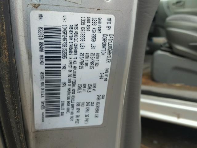 1D4GP24R75B152595 - 2005 DODGE GRAND CARA GRAY photo 10