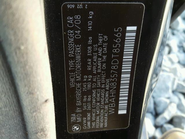 WBAHN83578DT85665 - 2008 BMW 750 LI BLACK photo 10