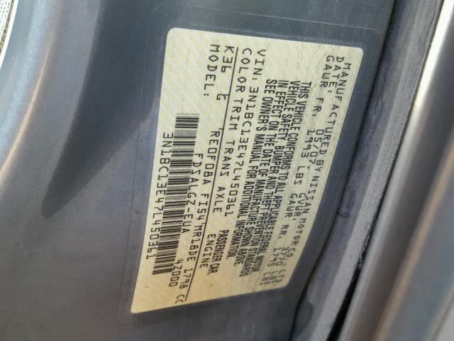 3N1BC13E47L450361 - 2007 NISSAN VERSA S SILVER photo 10