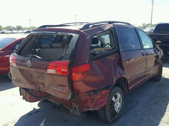 5TDZA23C84S098297 - 2004 TOYOTA SIENNA CE MAROON photo 4