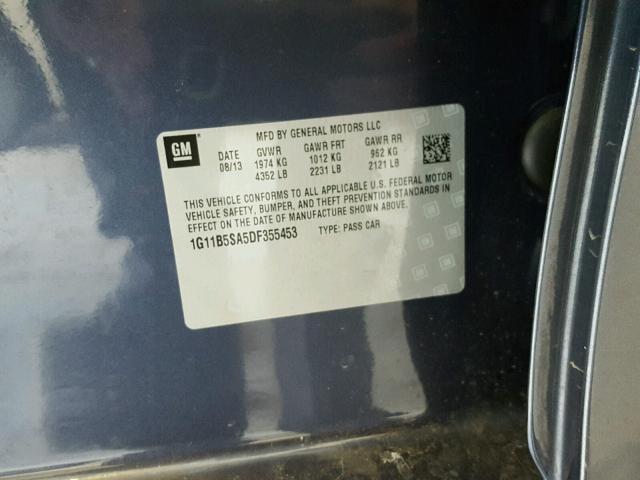 1G11B5SA5DF355453 - 2013 CHEVROLET MALIBU LS ლურჯი ფოტო 10