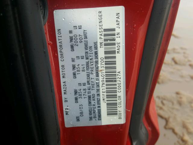 JM1FE17N940113700 - 2004 MAZDA RX8 Rot Foto 10