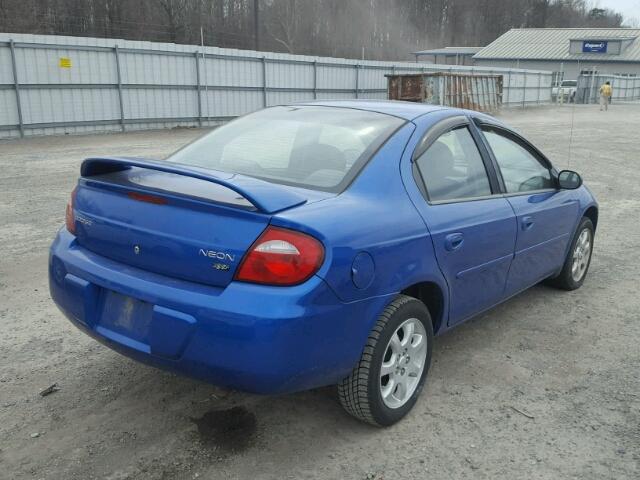 1B3ES56C85D228151 - 2005 DODGE NEON SXT BLUE photo 4