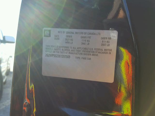 2G2WP552361297568 - 2006 PONTIAC GRAND PRIX BLACK photo 10