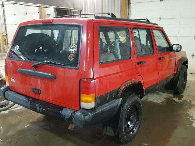 1J4FJ28S3VL521058 - 1997 JEEP CHEROKEE S RED photo 4