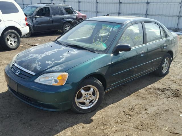 2HGES16511H617088 - 2001 HONDA CIVIC LX GREEN photo 2