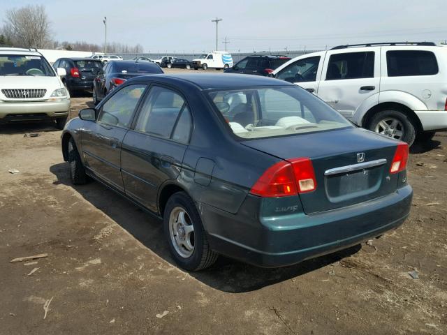 2HGES16511H617088 - 2001 HONDA CIVIC LX GREEN photo 3