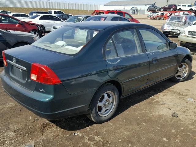 2HGES16511H617088 - 2001 HONDA CIVIC LX GREEN photo 4