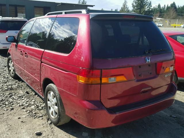 5FNRL18674B140969 - 2004 HONDA ODYSSEY EX RED photo 3