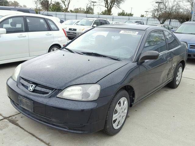 1HGEM21581L042384 - 2001 HONDA CIVIC LX BLACK photo 2